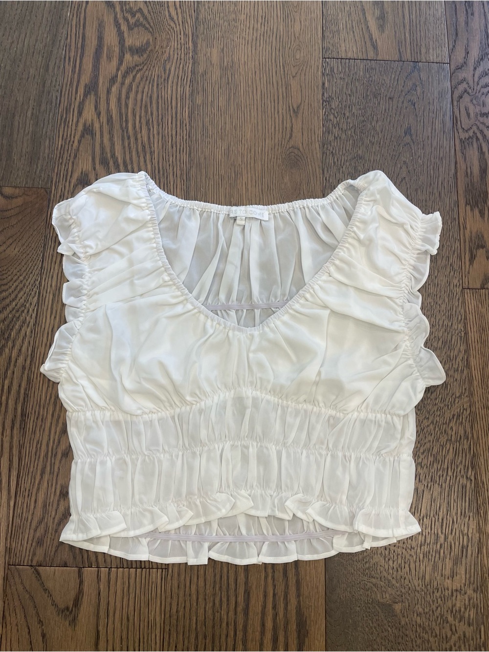 More to Come Revolve White Silky Top S small